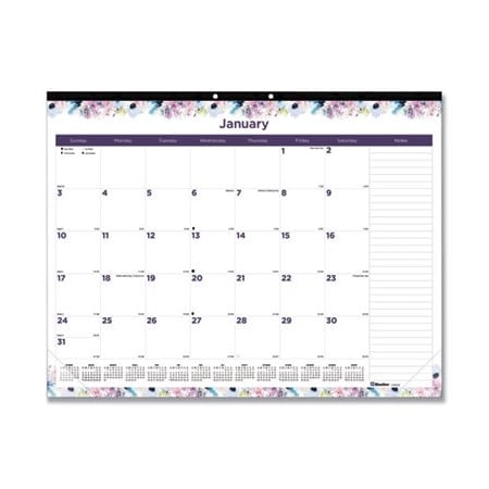 Rediform Blueline, PASSION MONTHLY DESKPAD CALENDAR, CHIPBOARD BACK, FLORAL DESIGN, 22 X 17, 2021 C194113